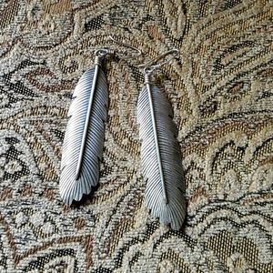Navajo LJ Sterling silver feather earrings